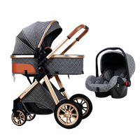 Ensemble poussette pliable multifonctionnelle et siège auto, poussette bébé idéale pour les voyages avec siège auto