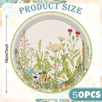 Assiettes en papier imprimées sur mesure Assiettes en papier de fleurs sauvages de 7 pouces Plant-Green And Herbal Designs Assiettes jetables biodégradables
