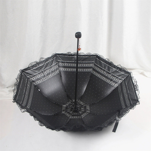 Parapluie Lolita Vintage en Dentelle, Parasol Imprimé Floral, Doublure Fleurie, Protection Solaire, Imperméable, Pliage Manuel, Gothique, Élégant, Cosplay, Mariage, Fête - Product Image 6