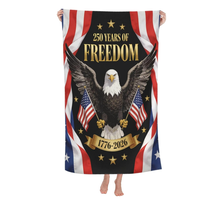 Serviette de plage personnalisée avec logo, motif drapeau USA 250e anniversaire de l'indépendance 1776-2026, sans sable