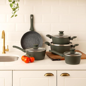 9-Piece Modern Aluminum Alloy Cooking <b>Pots</b> Glass Lids Bakelite Handles Dishwasher Oven Safe Gas <b>Induction</b> Ready Cookware Set - Product Image 3