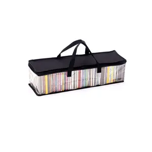 Portable Plastic CD Holder and Organizer with Handles and Zipper Top Foldable CD Storage Case