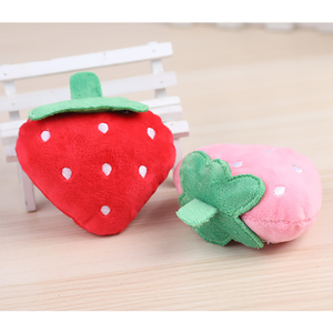 Encantador juguete de peluche rojo y rosa para perros de fresa, divertidos juguetes para masticar perros, chirriantes para mascotas pequeñas - Product Image 5