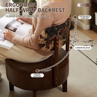Massivholz 360 °   Drehbarer Niedriger Hocker mit Rückenlehne, Weich Gepolsterte Schuhwechselbank Minimalistischer Wohnzimmer-Freizeithocker