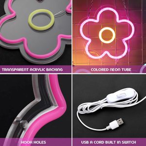 Flower Neon Sign LED dimmable USB powered ambient <b>light</b> store <b>window</b> decoration <b>light</b> street indicator <b>light</b> landscape <b>light</b> 5V - Product Image 3
