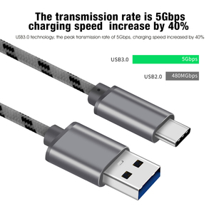 Câble USB 3.0 de type A vers Type C SAN <span class=keywords><strong>GUAN</strong></span> Premium, câbles de charge rapide 3A, câbles de données USB-C tressés - Product Image 3