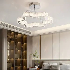 Plafonnier en cristal moderne Lampe de salon Lampe créative en forme de fleur Chambre à coucher Plafonnier en cristal led