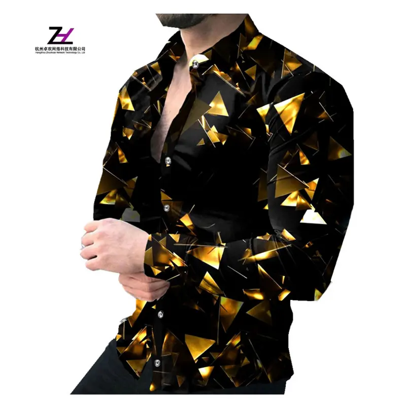 New fashion men's shirt 3D digital print high quality long sleeve shirts 2023 spring male casual clothing plus size 4XL