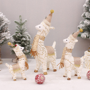 Juego de muñecos de alpaca de peluche navideños con bufanda y gorro para decoración del hogar - Product Image 2