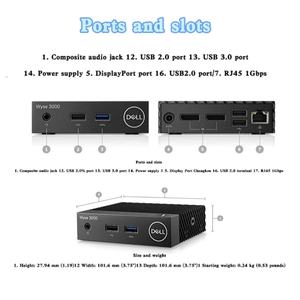 كمبيوتر مكتبي صغير Wyse 3040 مستعمل أصلي بمعالج إنتل كور، جهاز كمبيوتر سحابي محمول مع قرص صلب SSD، مدمج للاستخدام التجاري السلكي/اللاسلكي - Product Image 6