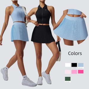 Gaun tenis Golf wanita, bawahan pinggang tinggi ringan padat atletik berlipat kasual dengan saku - Product Image 1