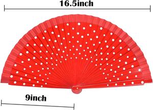 <span class=keywords><strong>Abanico</strong></span> de Mano Español Flamenco FAREA con <span class=keywords><strong>Lunares</strong></span> Rojos de 8 Pulgadas (21 cm) Hecho de Madera, Pintado por Ambos Lados, Abanicos Españoles <span class=keywords><strong>Lunares</strong></span> con Puntos Negros - Product Image 3