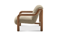 Fauteuil moderne confortable en tissu doux, fauteuil lounge en bois massif, fauteuil de salon, fauteuil de détente