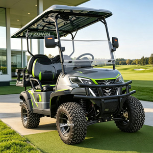 Voiturette de golf électrique 4x4 4 places avec châssis antirouille et support de roue de secours pour le transport dans les clubs de golf des stations balnéaires - Product Image 1