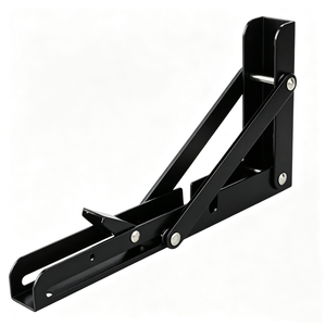 Support mural rétractable triangulaire pliable en acier thermolaqué avec système de déverrouillage pour quincaillerie d'étagère murale escamotable DIY - Product Image 1