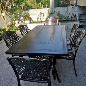Conjunto de Mesa y Sillas de Aluminio Fundido para Exteriores, Uso en Villas, Patios, Jardines, Balcones, Resistente al Agua y a los Rayos UV, Mesa de Té de Ocio, Combinación Larga - Product Image 1