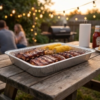Einweg-Aluminiumfolienbehälter 225x175x35mm 1100ml Rechteckige Takeaway-Lebensmittelbehälter mit Deckeln zum Backen, Braten, für Bäckereien