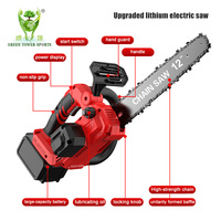 Tronçonneuse à batterie au lithium de 12 pouces, portable et sans fil, pour la taille des branches d'arbres, la coupe du bois de chauffage et l'aménagement paysager