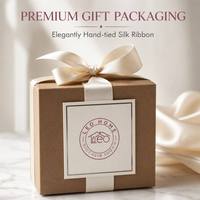 Luxuriöse Minimalistische Klare Dickglas-Duftkerze aus Sojawachs mit Poliertem Roségold-Verschlussdeckel, Vorgepackt in Beiger Quadratischer Geschenkbox mit Satinband