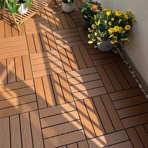 30*30cm Buckle DIY Splicing Wood Plastic Wpc Composite Decking Floor Patio Tiles Outdoor Deck Tiles Interlocking - Product Image 1