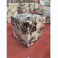 Table basse de luxe à socle carré en marbre Calacatta Viola, faible MOQ, pour salon, café, décoration intérieure