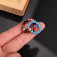 Neue trend ige verstellbare elastische Stein perlen Ring Gold perlen Heil kristall Runde Naturstein ringe