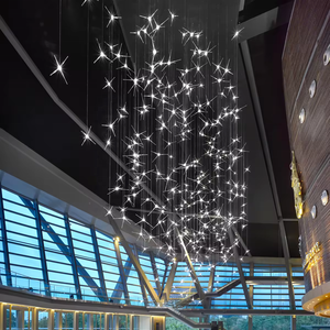 Tùy chỉnh sang trọng trong nhà trang trí chiếu sáng lớn hình ngôi sao chiếu sáng tay thổi đèn chùm thủy tinh cho khách sạn hành lang và tiền sảnh - Product Image 2