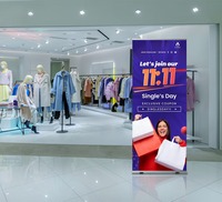 Support de bannière enroulable à base large, cadre d'affichage rétractable portable en aluminium, promotion personnalisée pour magasin de détail