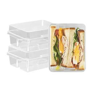 Antifog 2 ngăn hộp bánh sandwich rõ ràng có thể tái chế nhựa ăn trưa bao bì hộp với nắp tùy chỉnh nhà sản xuất