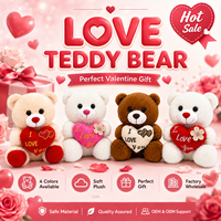 Grosir Langsung Pabrik Boneka Beruang Teddy Lucu dengan Aksesori Hati Bordir Custom OEM untuk Hadiah Hari Valentine