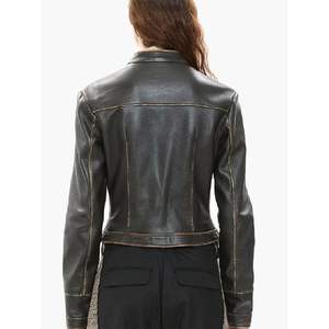 Blouson Bomber Femme Personnalisé en Similicuir 2026, Col Montant, Manches Longues, Style Moto Streetwear Automne - Product Image 3