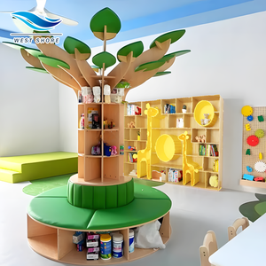 Angolo Lettura <span class=keywords><strong>Montessori</strong></span>, Libreria a Forma di Albero per Bambini, Arredamento per Aula Prescolare, Area di Apprendimento per Asilo e Scuola Materna - Product Image 1