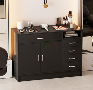 Gabinete <span class=keywords><strong>de</strong></span> Almacenamiento Negro para Salón con Cinco Cajones, Organizador Independiente para Peluquería, Compartimento Grande y Estante Abierto - Product Image 2