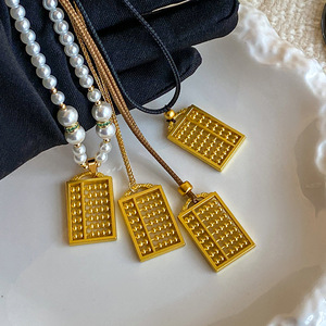 Chinese Style Abacus Necklace For Women Zinc Alloy Pendant Sweater Chain Gift Jewelry - Product Image 2