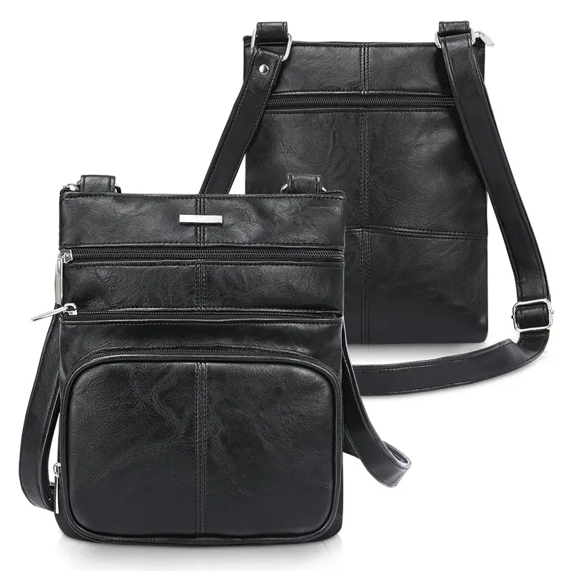 Multi Pocket Handmade Crossover Shoulder Sling Bags Vintage Leather Men Crossbody Purses Messenger Bag
