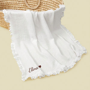 Couverture en dentelle pour bébé, personnalisation par broderie, possibilité de personnaliser les noms de bébé et d'enfants, anniversaires, dates importantes - Product Image 2