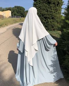 Alta qualità tinta unita uno strati tessuto traspirante moda stile classico musulmano donne Femme Khimar - Product Image 4