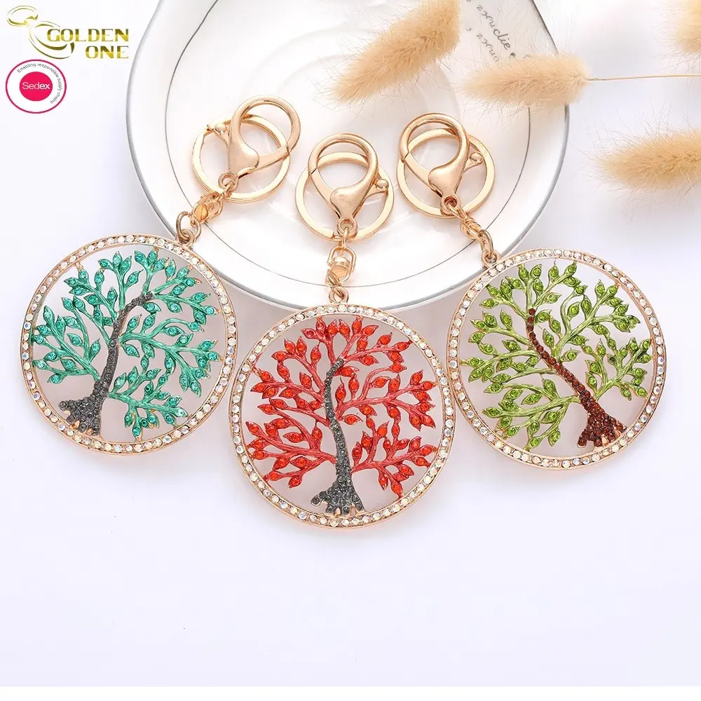 Amazon Fashion Tree of Life colorful diamond Hollowed out pendant modeling creative exquisite gift keychain