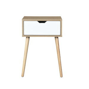 <b>Side</b> <b>Table</b> With 1 Drawer Rubber Wood Legs <b>Mid</b> <b>Century</b> Modern Storage Cabinet White Bedroom Living Room Furniture - Product Image 3