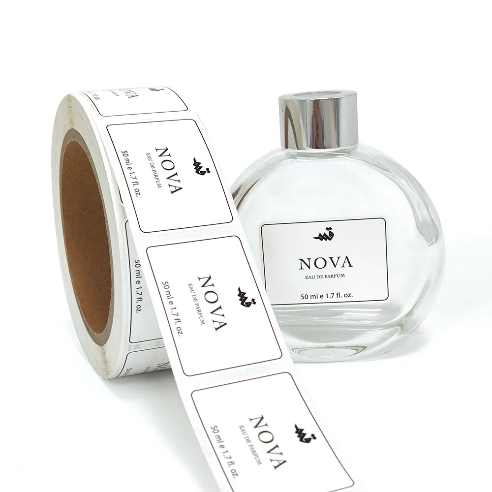 Goedkope Custom Waterdichte Parfum Fles Label Private Label Cosmetica Wit Pp Vierkant Label Voor Producten