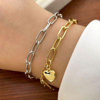 Pulsera de Cadena con Dijes de Zirconia Brillante, Chapada en Oro de 18K, Estilo Minimalista y Moderno, Regalo para Mujer