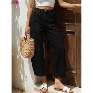 Women's High Waisted Barrel Jeans Wide Leg Ankle Length <b>Denim</b> Pants Vintage Style Casual Comfort Cotton <b>Material</b> - Product Image 2