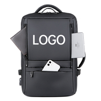 Sac à dos pour ordinateur portable imperméable antivol d'extérieur noir pour homme avec port USB, sac d'ordinateur souple pour étudiant 20-39L, sac à dos intelligent et tendance