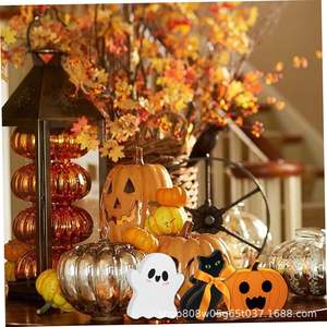 Wooden Halloween Sign Set 3Pc Cat Pumpkin Ghost Decor Indoor Outdoor Craft <b>Props</b> <b>For</b> Halloween <b>Party</b> Decoration - Product Image 3