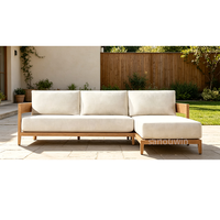 Canapé modulaire en teck de style luxueux haut de gamme en forme de L, style campagnard britannique, ensemble de meubles de jardin extérieur