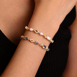 Pulsera de tenis con ópalos en forma de lágrima, chapada en oro de 18 quilates, ajustable para mujer, regalo de joyería fina - Product Image 3