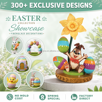 Oster-Dekoration für Außenbereich, Wasserfeste Kommerzielle Riesige 3D-Fiberglas Osterhase, Kaninchen, Ei und Blumen-Statue für Einkaufszentren