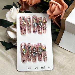 10 pièces ongles artificiels faux ongles conseils <span class=keywords><strong>avec</strong></span> <span class=keywords><strong>diamant</strong></span> Design acrylique ongles presse sur Super Long fini faux ongles fournisseur - Product Image 3