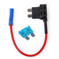 Adaptateur double circuit UL1015 16 AWG avec fusible haute tension à lame ATC/ATO standard 150 mm et queue bleue pour voitures et bateaux