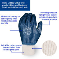SKYEE vente directe nitrile texturé couverture complète coton acide alcalin résistant à l'huile gants industriels pour la protection des solvants